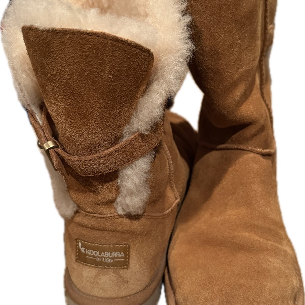 Koolaburra Chestnut Suede Shearling-Lined Pull-On Boots